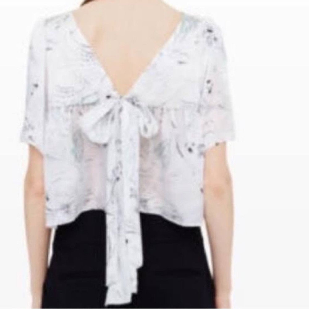 Club Monaco Silk Ahlam Top Seaside Print Open Back Women's XS